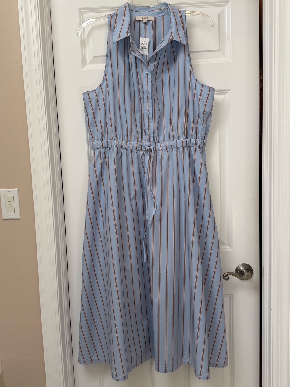 LOFT NWT Striped Halter Midi Pocket Shirtdress size XL